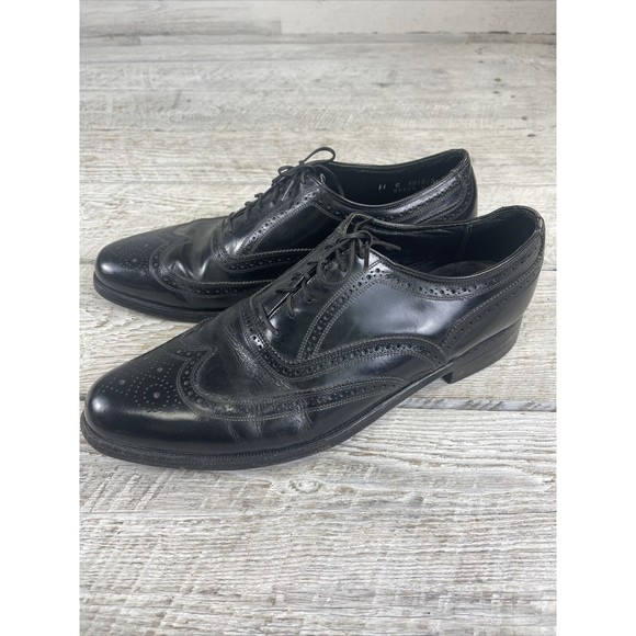 Men's Florsheim Imperial Shell #92329 Black Leather Wingtip Shoes 11 C - Picture 1 of 6
